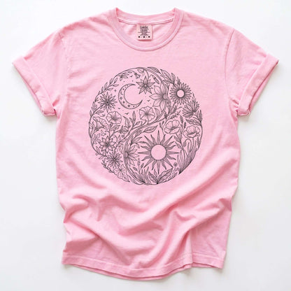 Celestial Botanical Yin Yang Vintage Washed T-Shirt