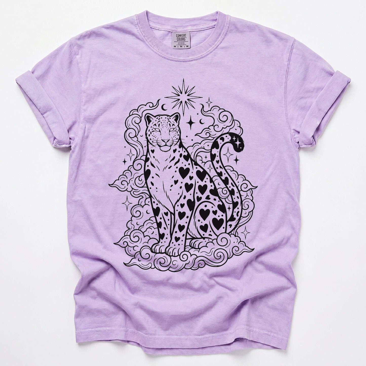 Celestial Heart Leopard Vintage Washed T-Shirt