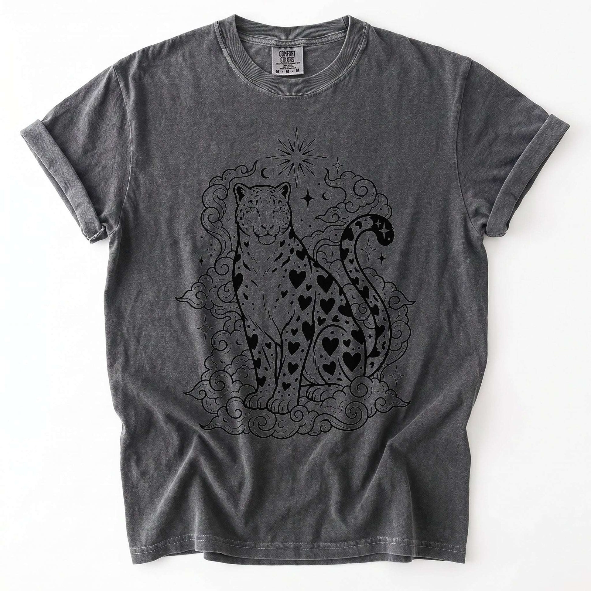 Celestial Heart Leopard Vintage Washed T-Shirt