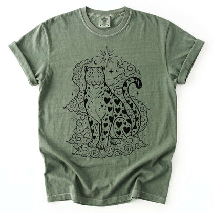 Celestial Heart Leopard Vintage Washed T-Shirt