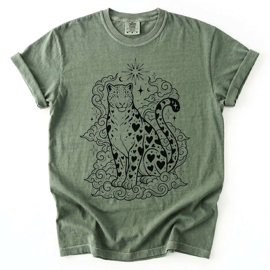 Celestial Heart Leopard Vintage Washed T-Shirt