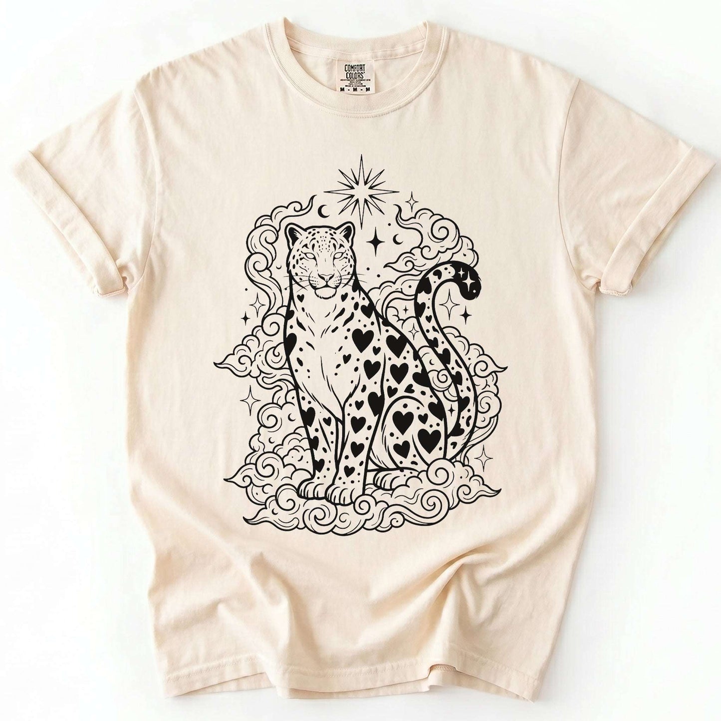 Celestial Heart Leopard Vintage Washed T-Shirt