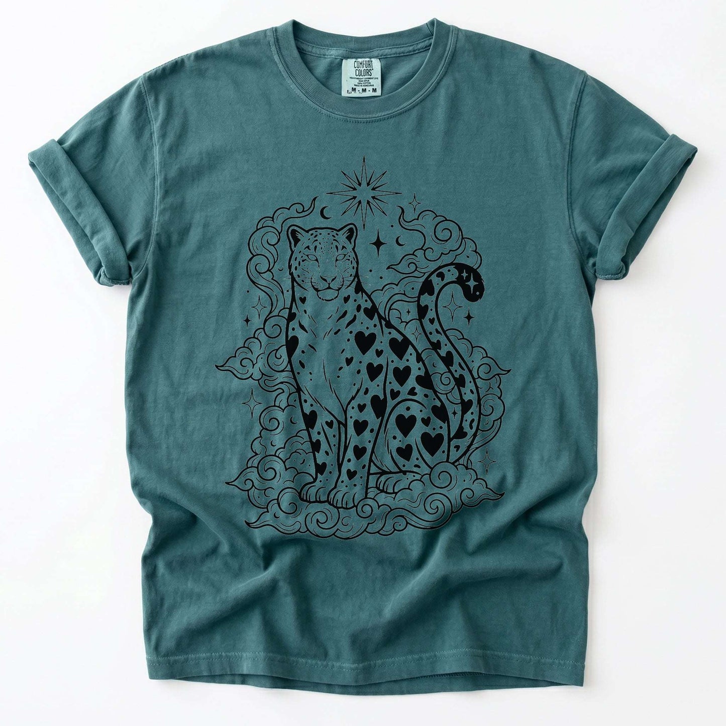 Celestial Heart Leopard Vintage Washed T-Shirt