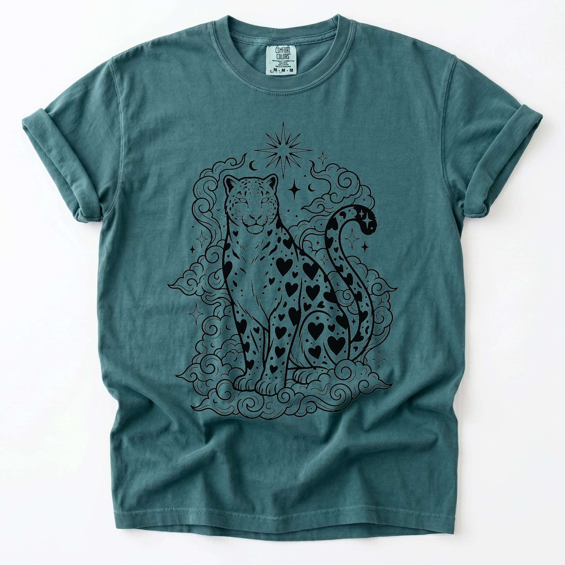 Celestial Heart Leopard Vintage Washed T-Shirt