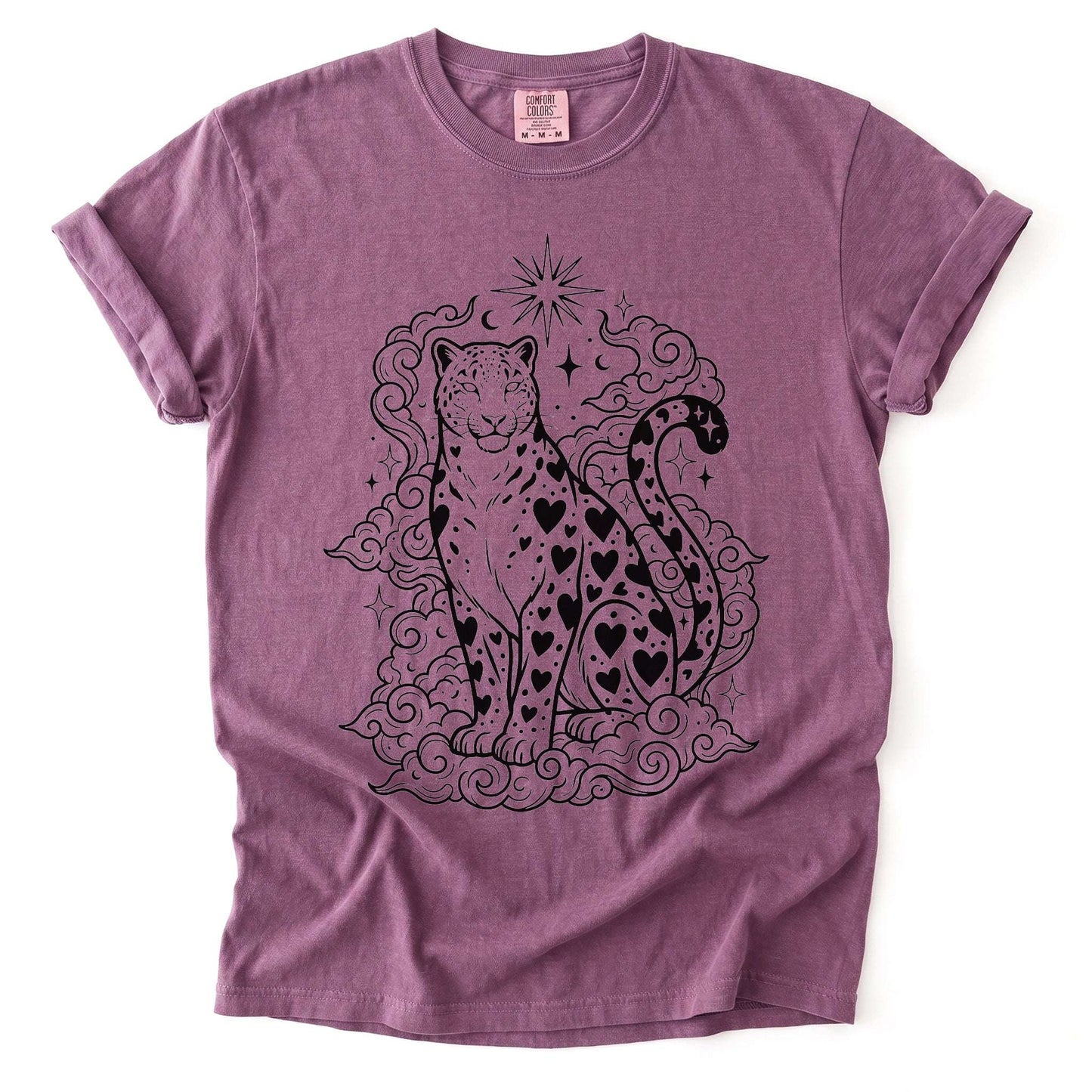 Celestial Heart Leopard Vintage Washed T-Shirt