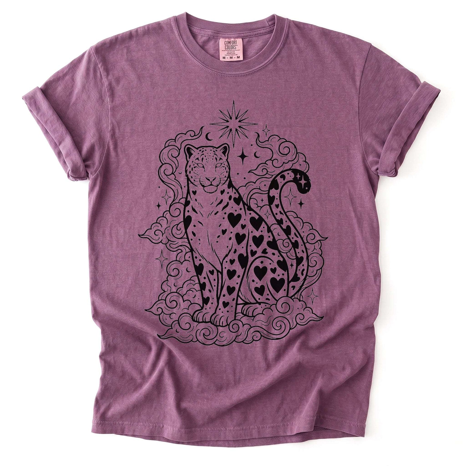 Celestial Heart Leopard Vintage Washed T-Shirt