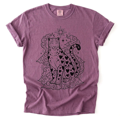 Celestial Heart Leopard Vintage Washed T-Shirt