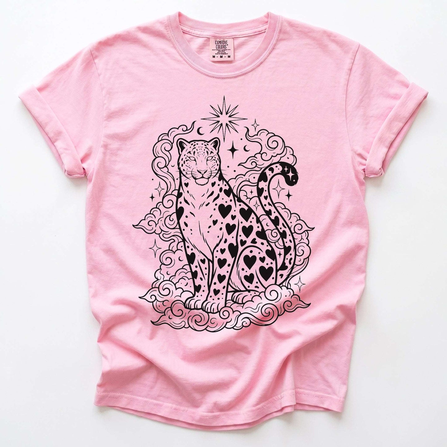 Celestial Heart Leopard Vintage Washed T-Shirt