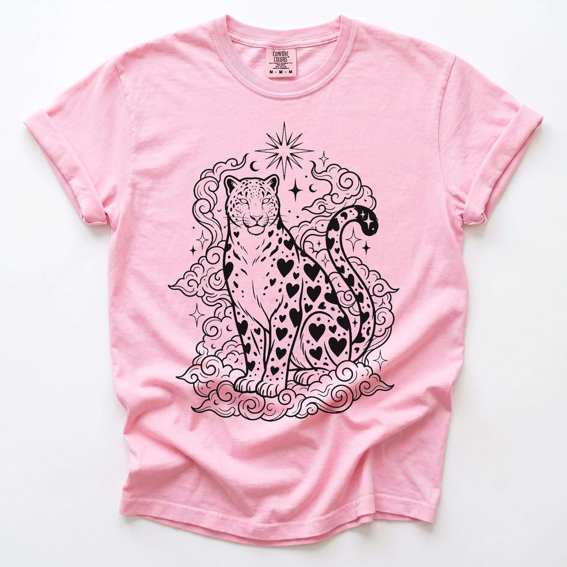 Celestial Heart Leopard Vintage Washed T-Shirt