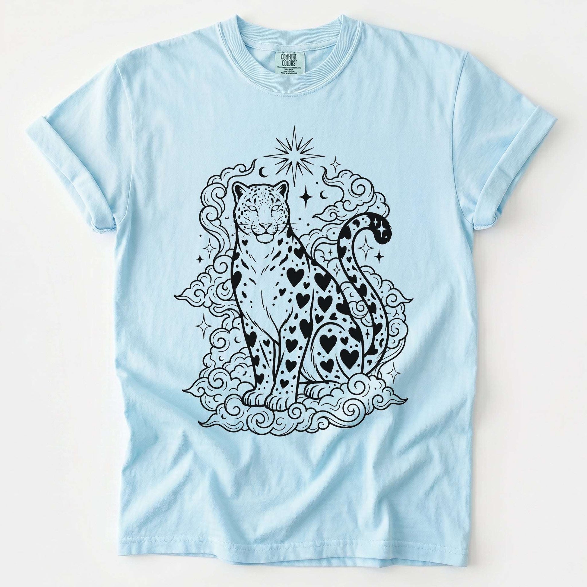 Celestial Heart Leopard Vintage Washed T-Shirt