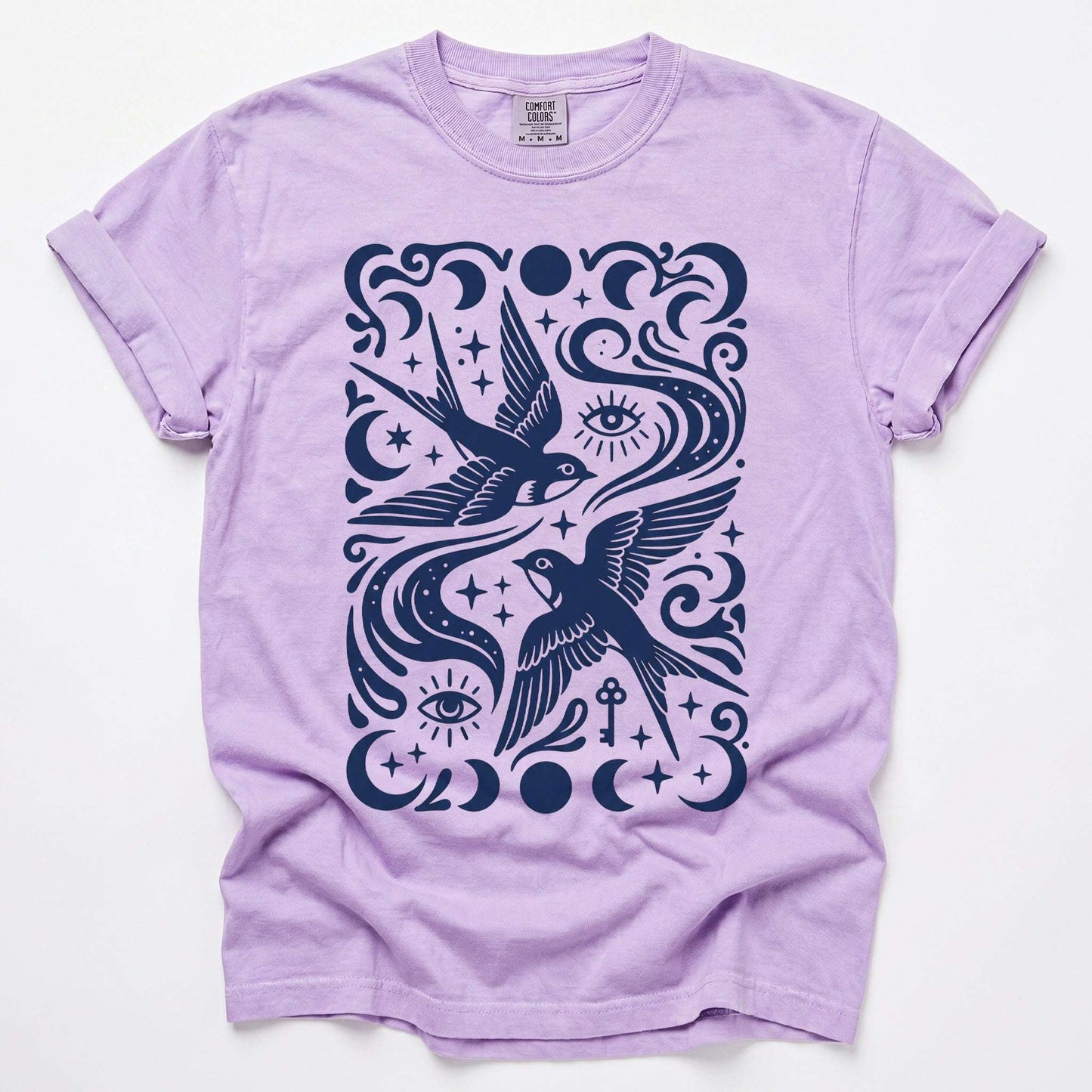 Celestial Swallows Vintage Washed T-Shirt