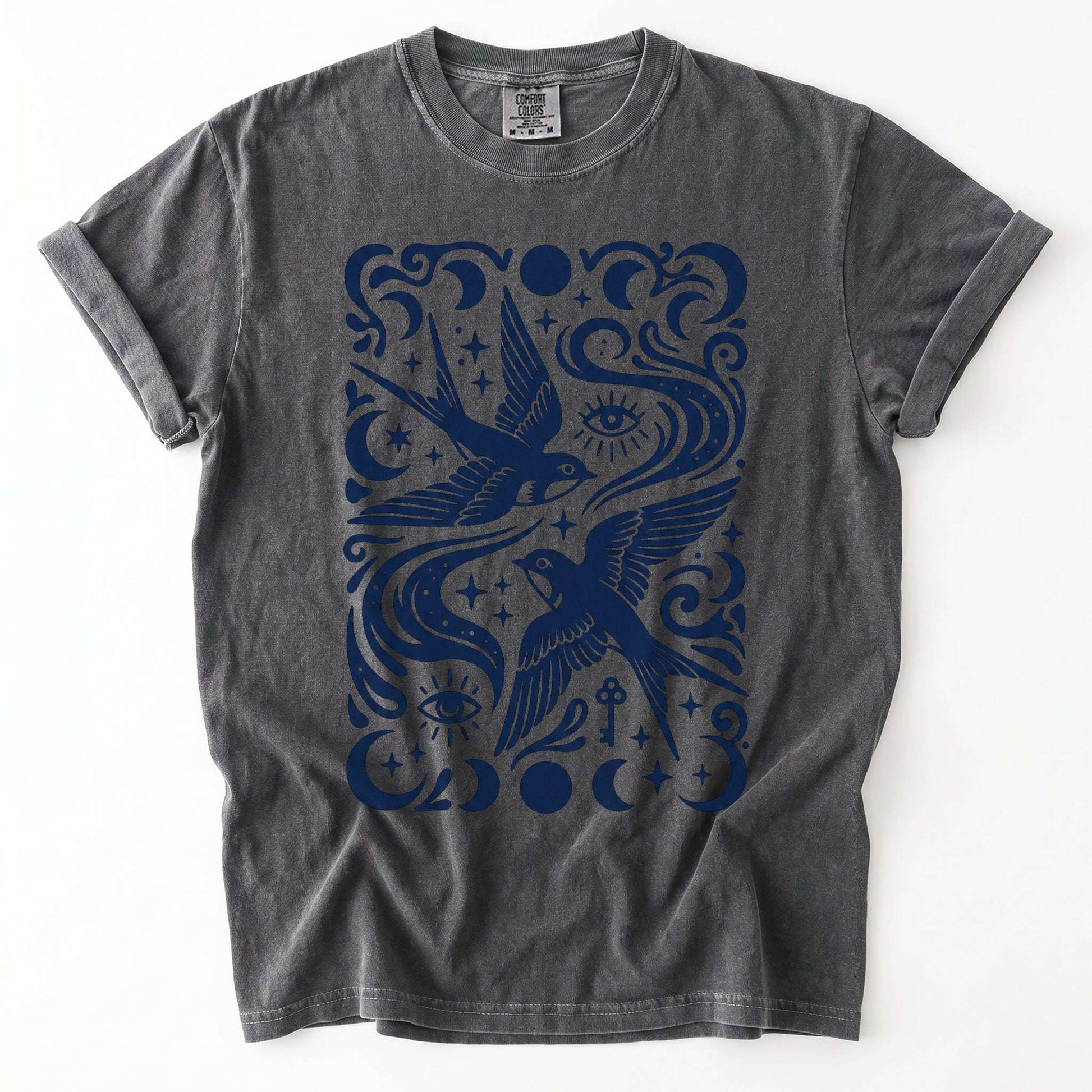 Celestial Swallows Vintage Washed T-Shirt