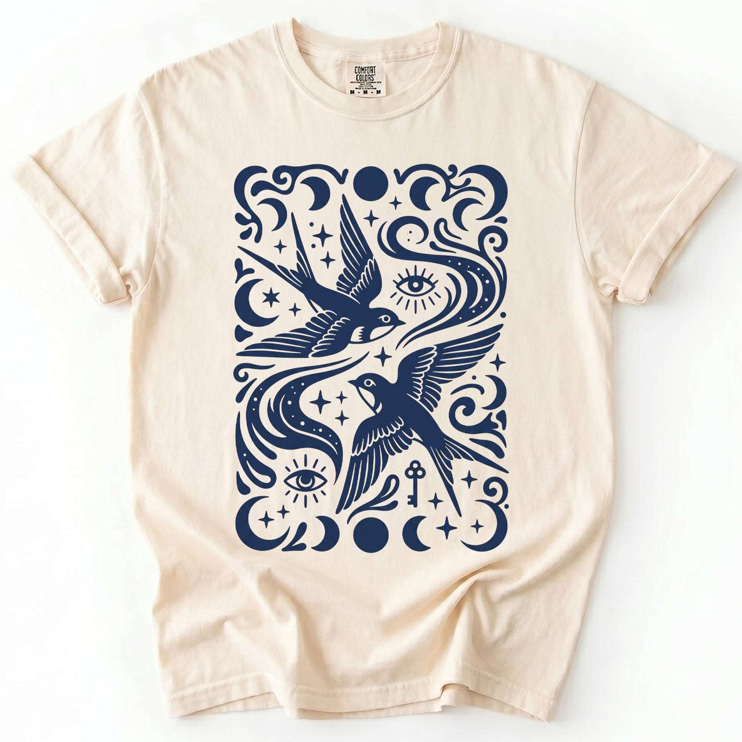 Celestial Swallows Vintage Washed T-Shirt