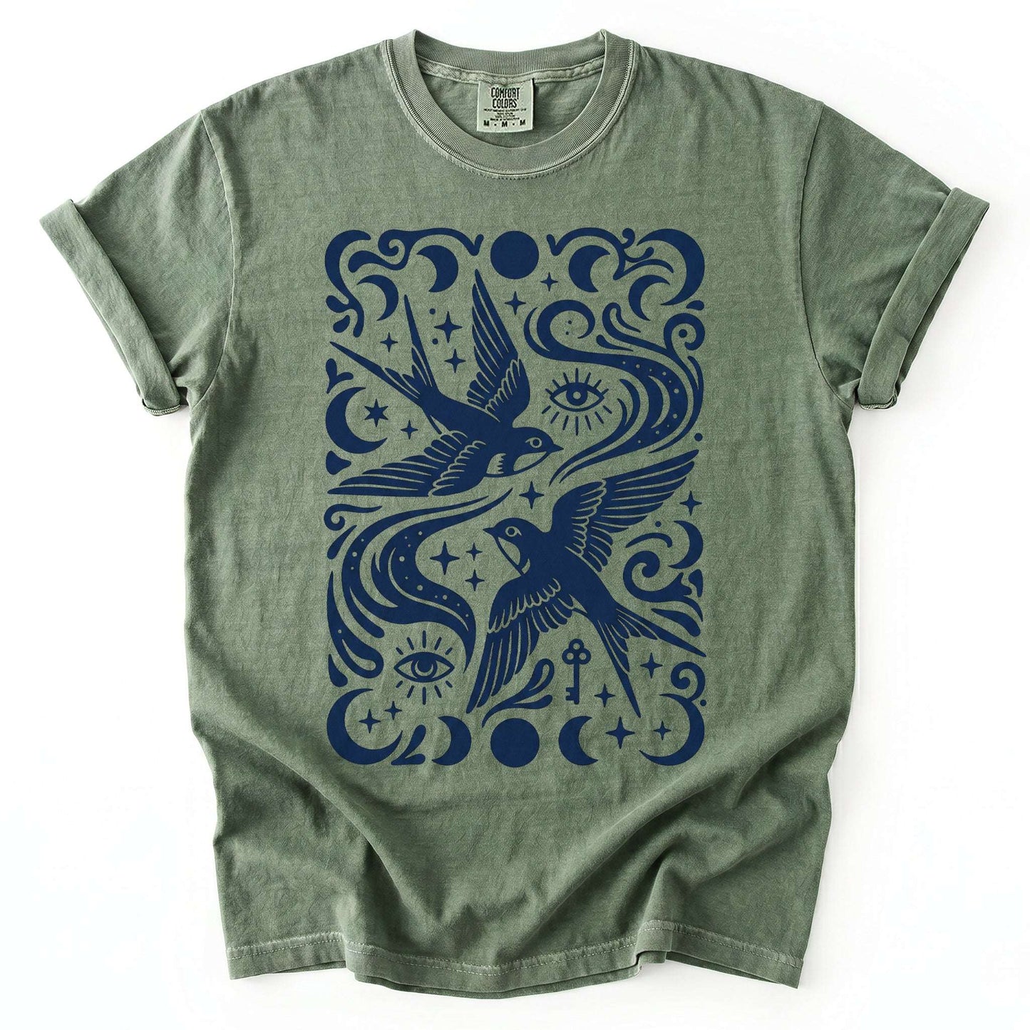 Celestial Swallows Vintage Washed T-Shirt