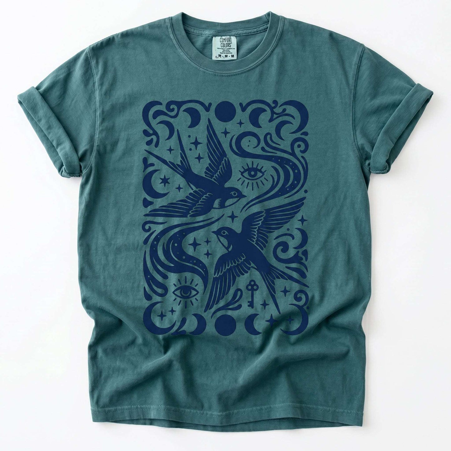 Celestial Swallows Vintage Washed T-Shirt