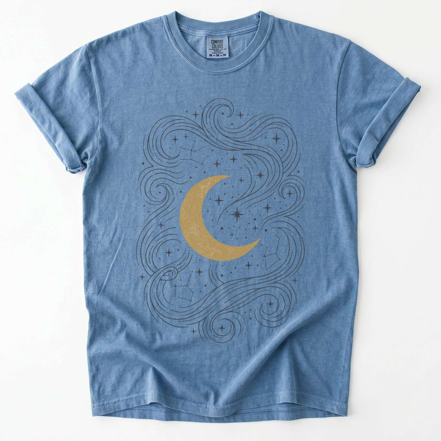 Golden Moon & Cosmic Waves Vintage Washed T-Shirt
