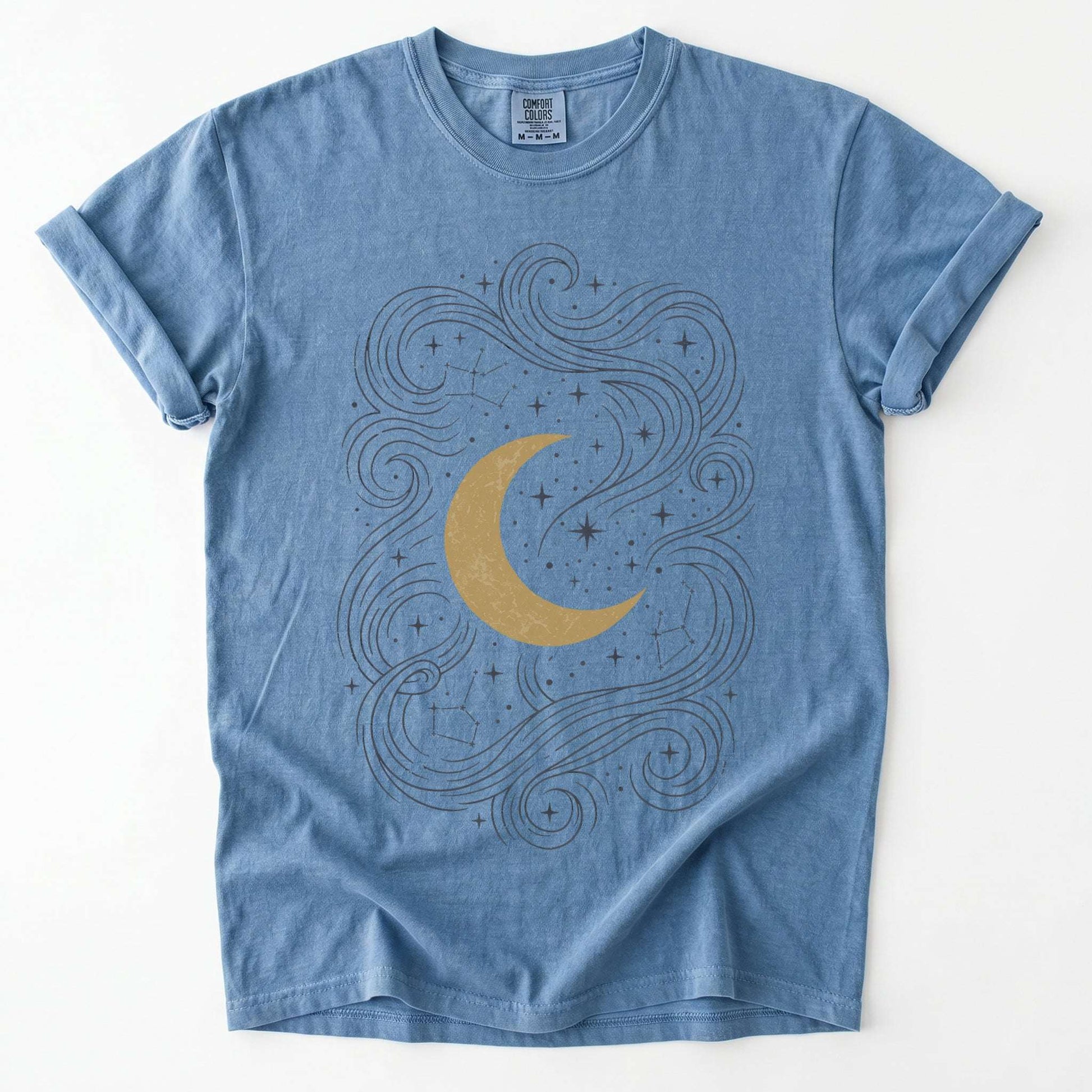 Golden Moon & Cosmic Waves Vintage Washed T-Shirt