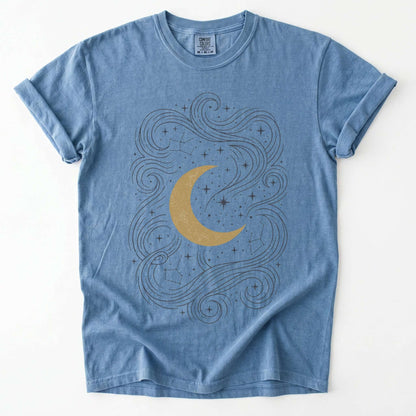Golden Moon & Cosmic Waves Vintage Washed T-Shirt