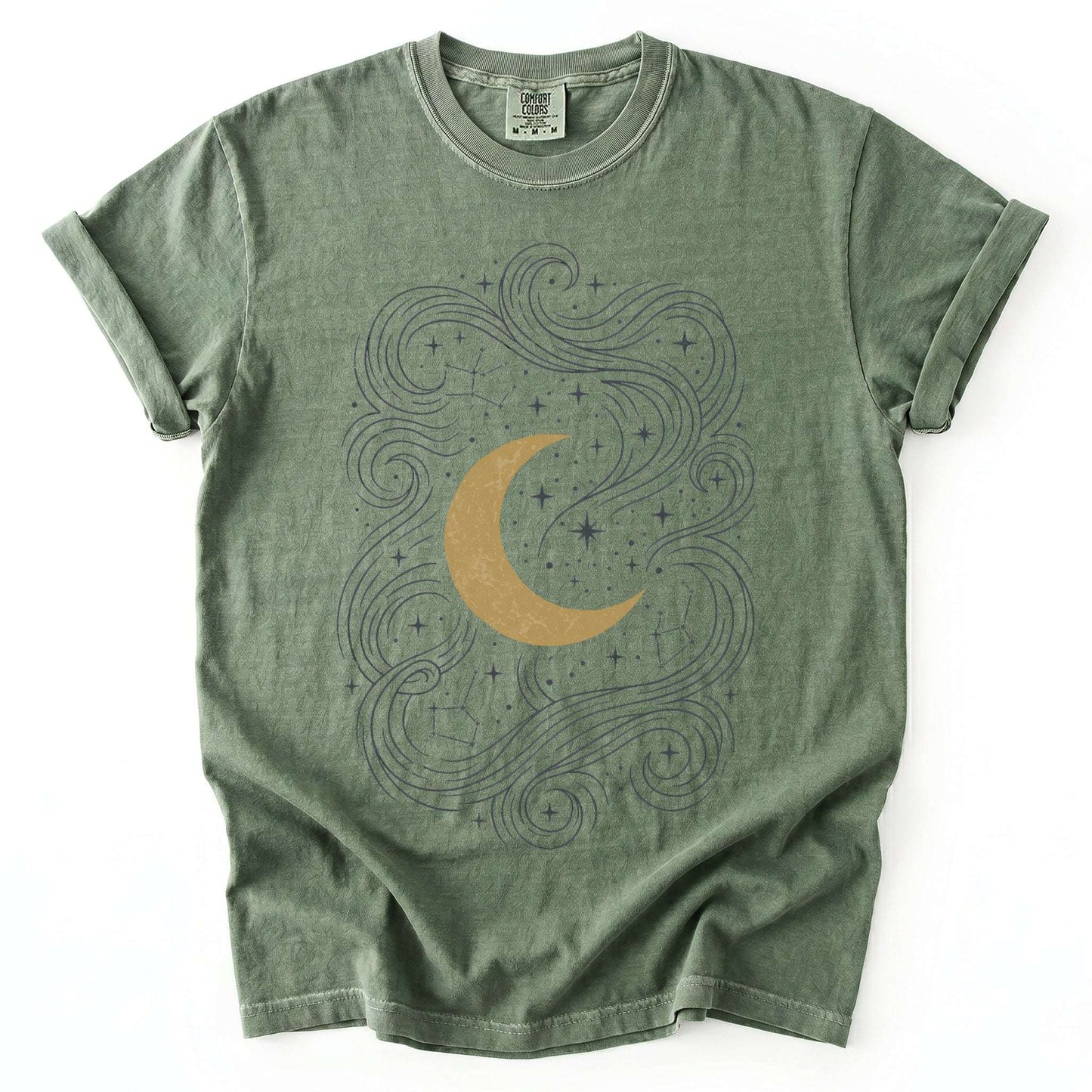 Golden Moon & Cosmic Waves Vintage Washed T-Shirt