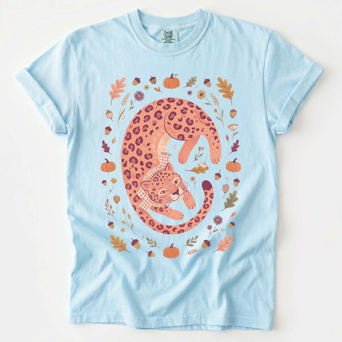 Cozy Autumn Leopard Vintage Washed T-Shirt