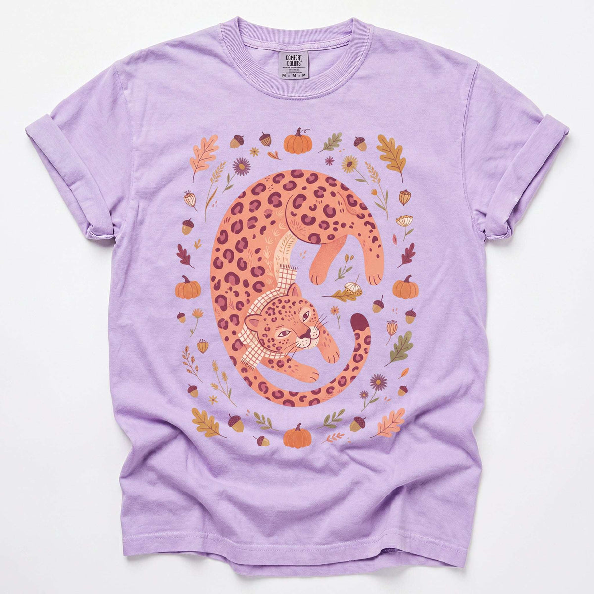 Cozy Autumn Leopard Vintage Washed T-Shirt