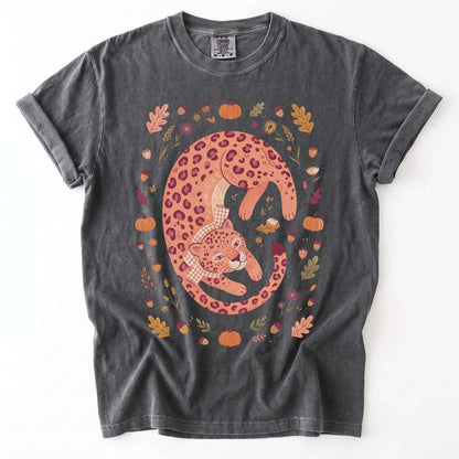 Cozy Autumn Leopard Vintage Washed T-Shirt