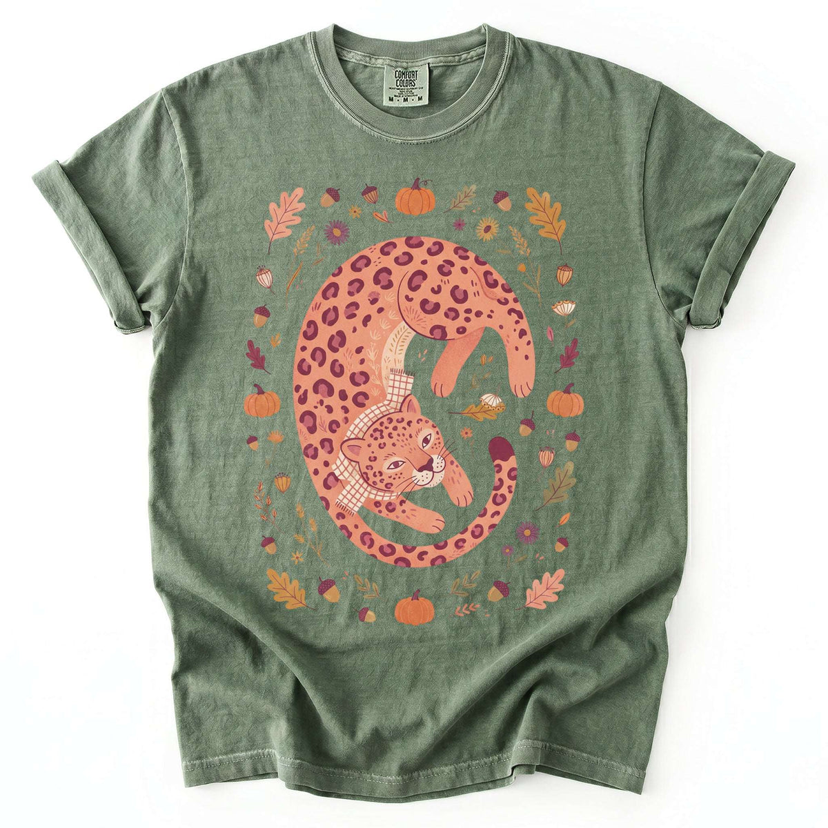 Cozy Autumn Leopard Vintage Washed T-Shirt