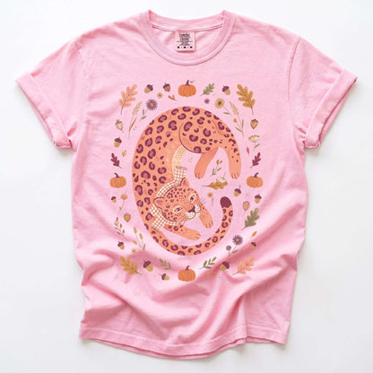 Cozy Autumn Leopard Vintage Washed T-Shirt