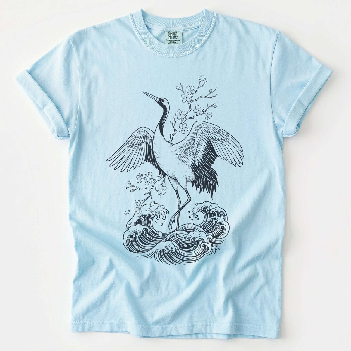 Crane & Cherry Blossom Vintage Washed T-Shirt