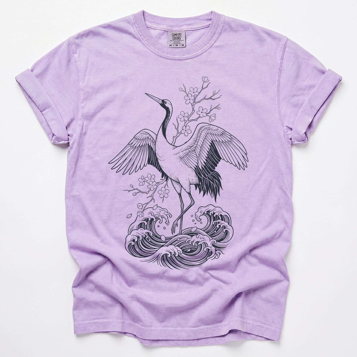 Crane & Cherry Blossom Vintage Washed T-Shirt