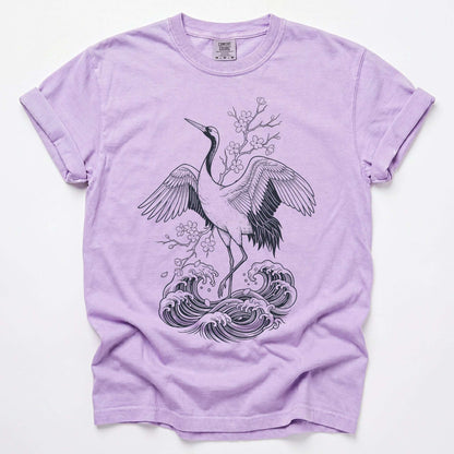 Crane & Cherry Blossom Vintage Washed T-Shirt