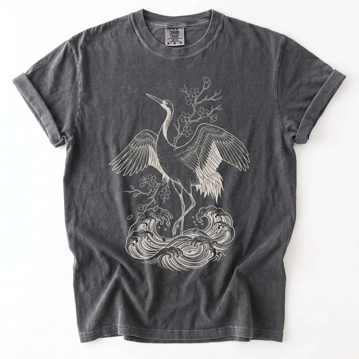 Crane & Cherry Blossom Vintage Washed T-Shirt
