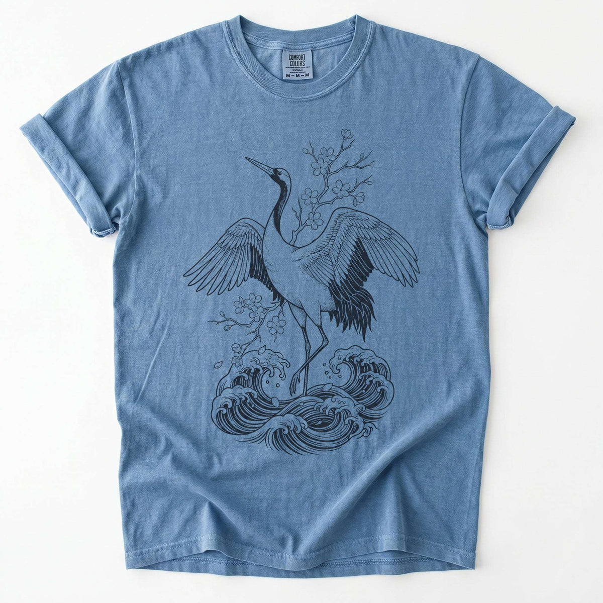 Crane & Cherry Blossom Vintage Washed T-Shirt