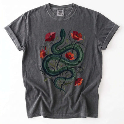 Dark Snake & Poppy Vintage Washed T-Shirt