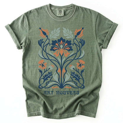 Elegant Art Nouveau Vintage Washed T-Shirt