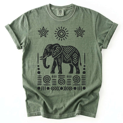 Elephant Block Print Vintage Washed T-Shirt