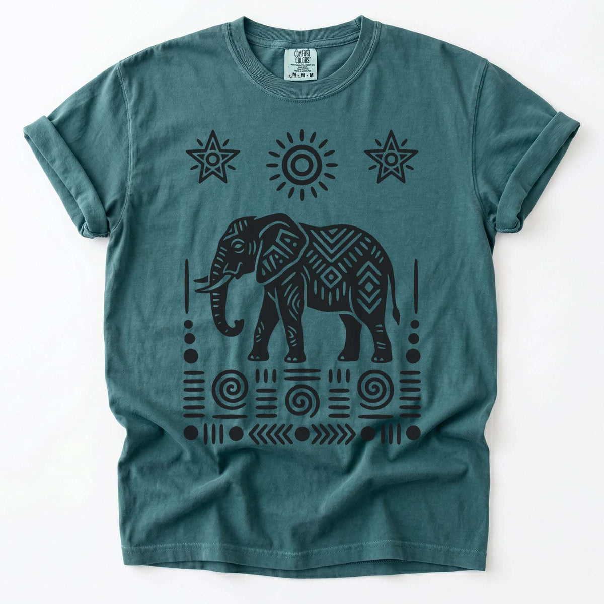 Elephant Block Print Vintage Washed T-Shirt