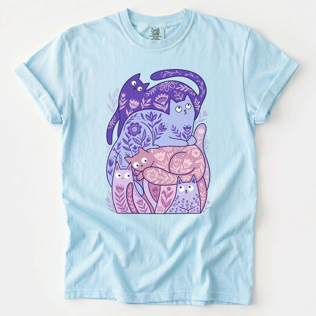 Folk Art Cats Vintage Washed T-Shirt