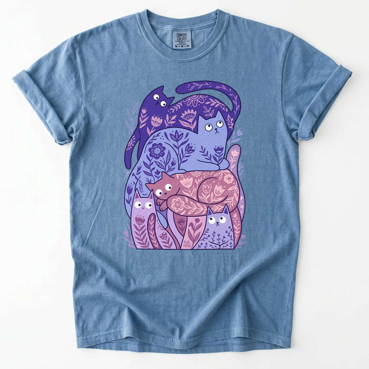Folk Art Cats Vintage Washed T-Shirt