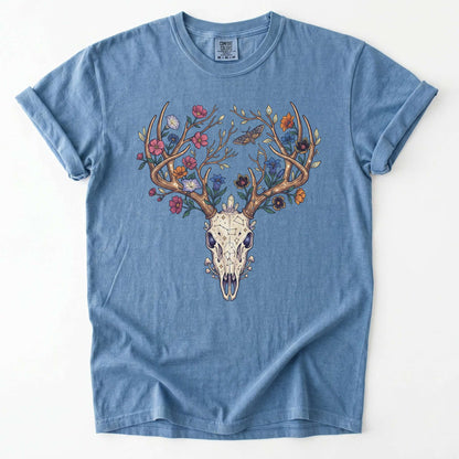 Floral Deer Skull Vintage Washed T-Shirt