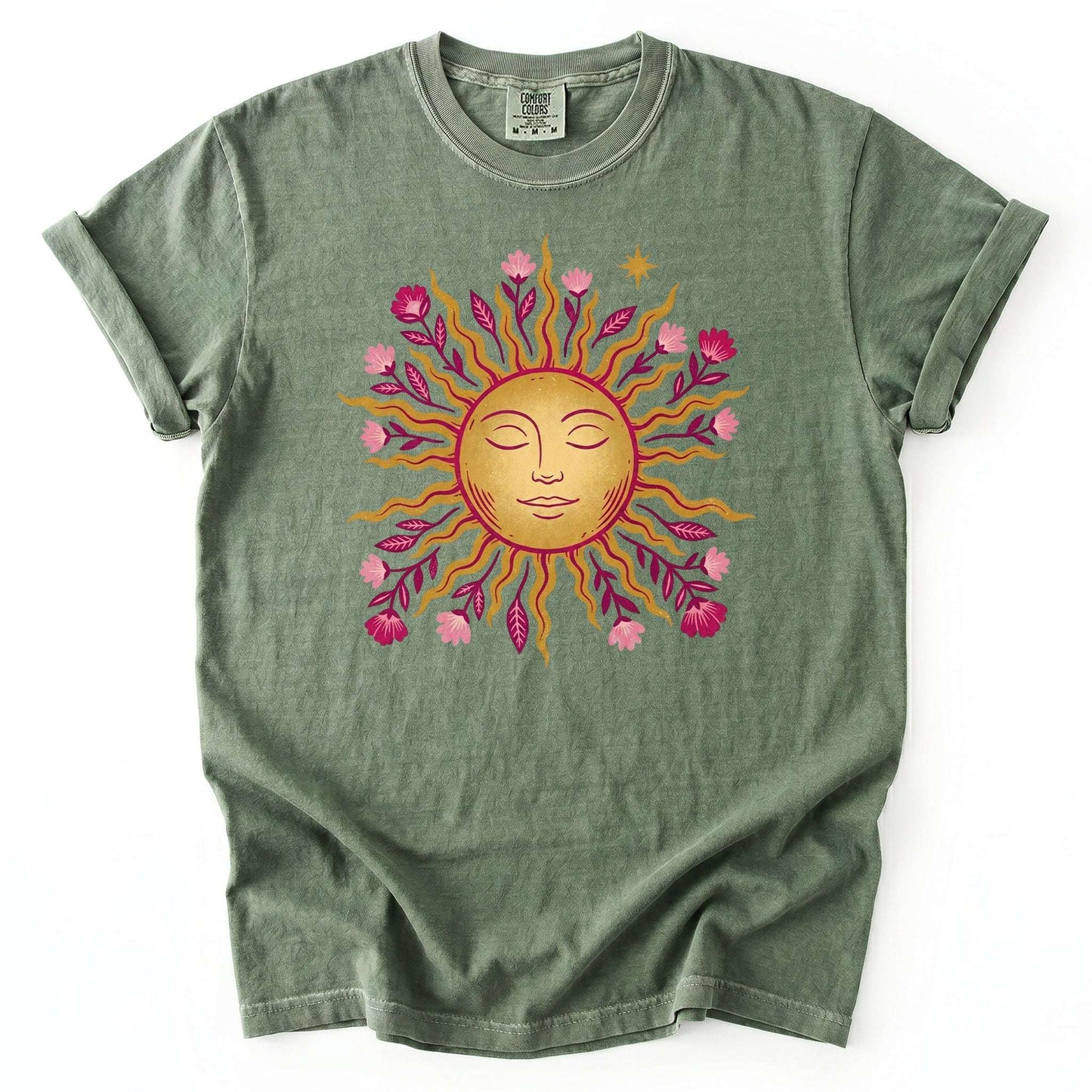 Celestial Floral Sun Vintage Washed T-Shirt