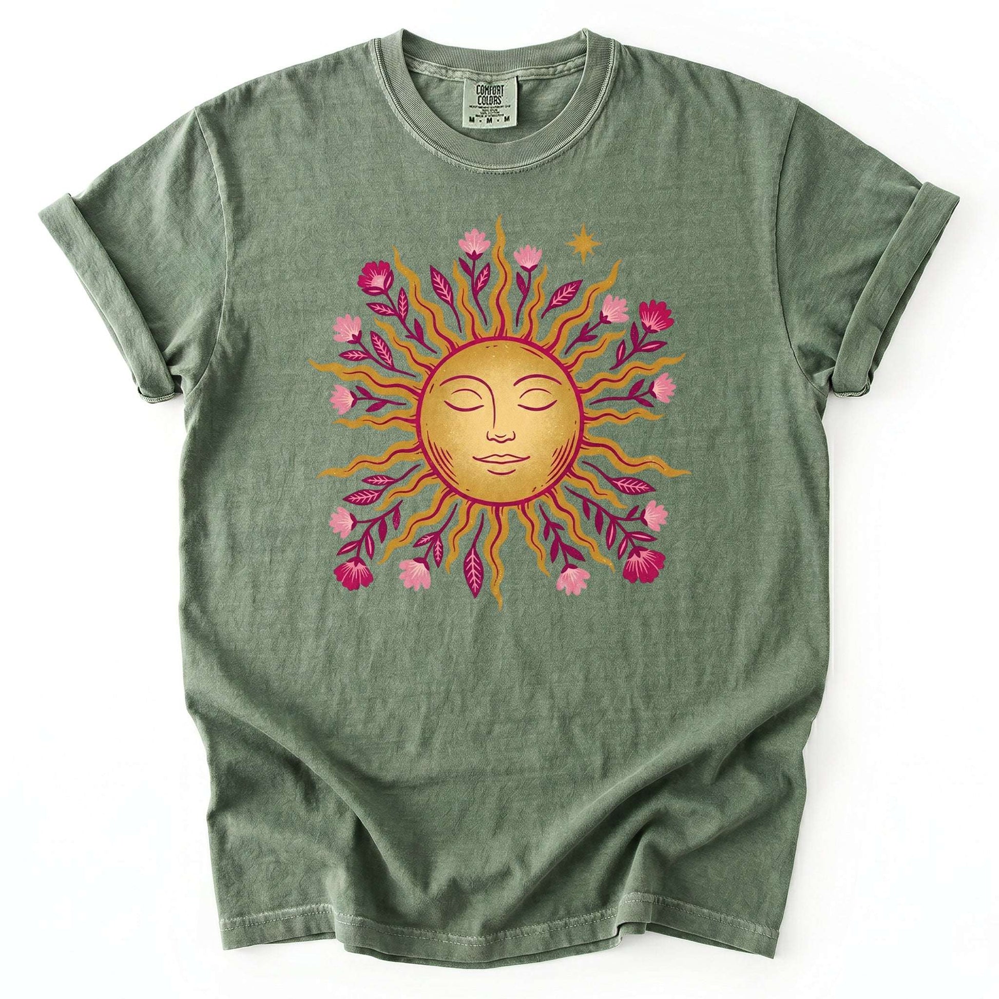 Celestial Floral Sun Vintage Washed T-Shirt