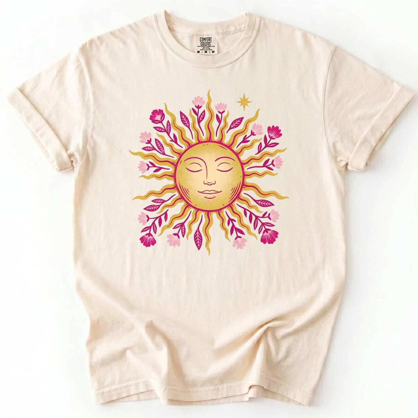 Celestial Floral Sun Vintage Washed T-Shirt