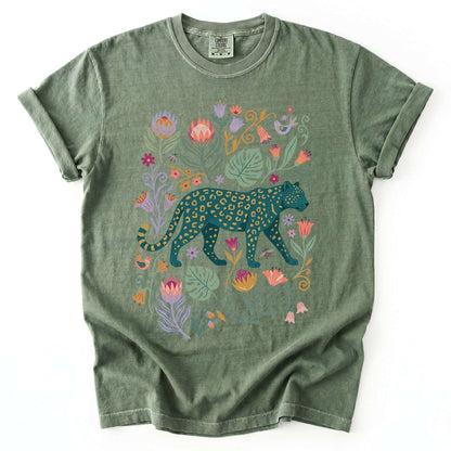 Whimsical Teal Leopard Vintage Washed T-Shirt