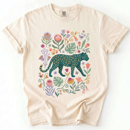 Whimsical Teal Leopard Vintage Washed T-Shirt