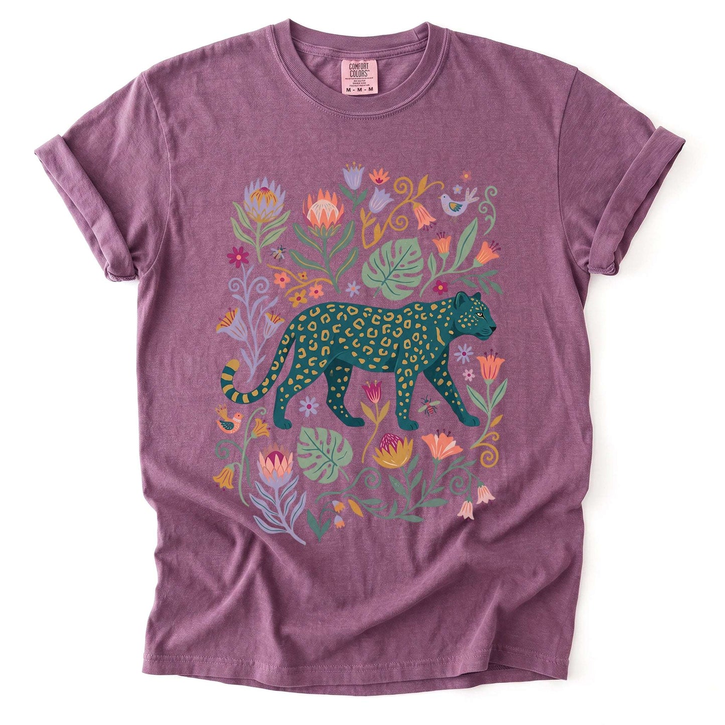 Whimsical Teal Leopard Vintage Washed T-Shirt