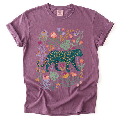 Whimsical Teal Leopard Vintage Washed T-Shirt