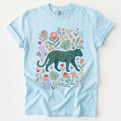 Whimsical Teal Leopard Vintage Washed T-Shirt