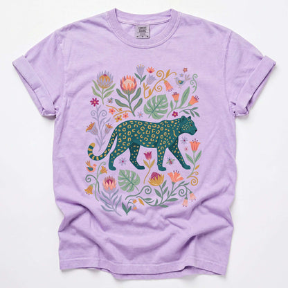Whimsical Teal Leopard Vintage Washed T-Shirt