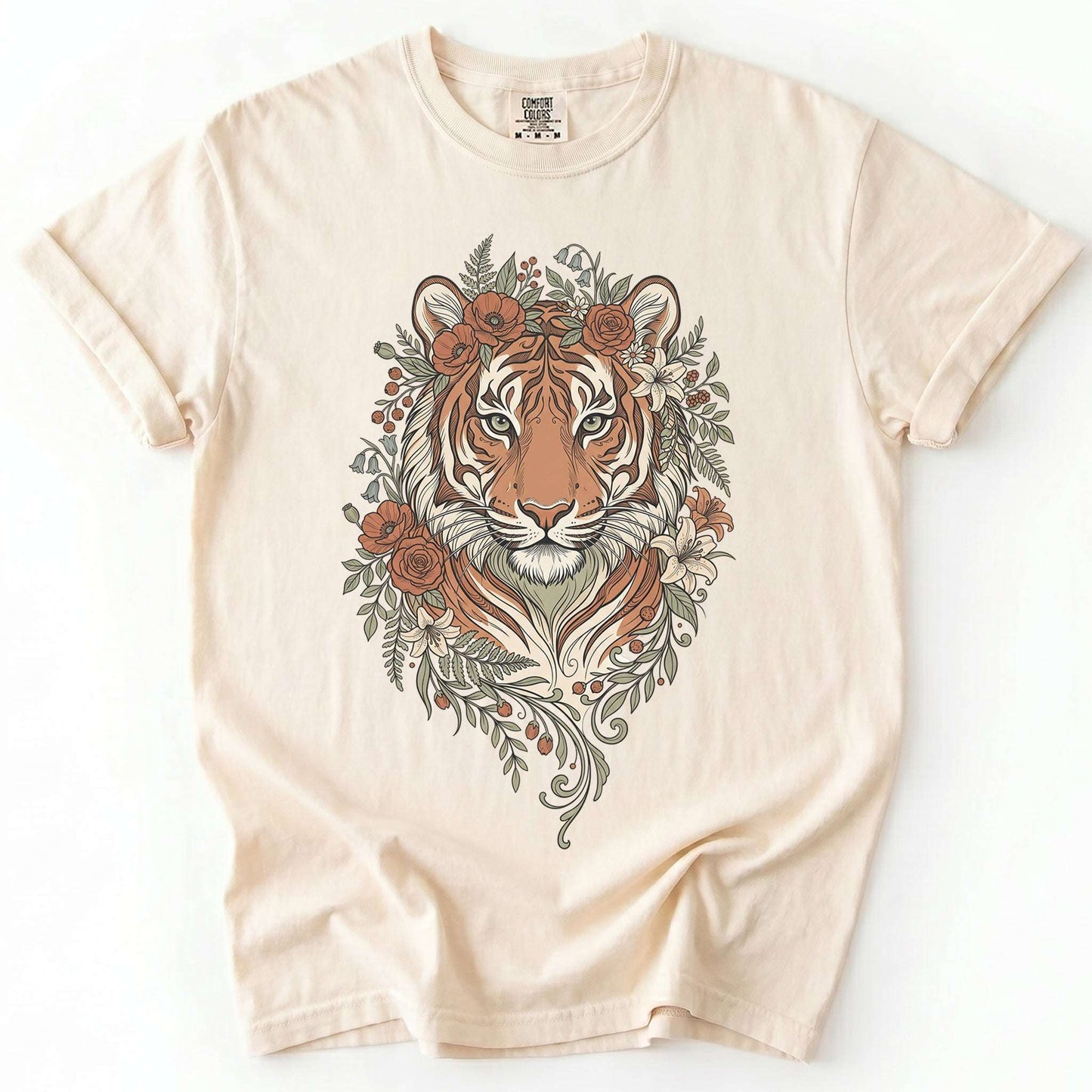 Majestic Floral Tiger Vintage Washed T-Shirt
